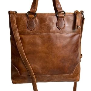 Frye brown weathered leather top handle crossbody bag